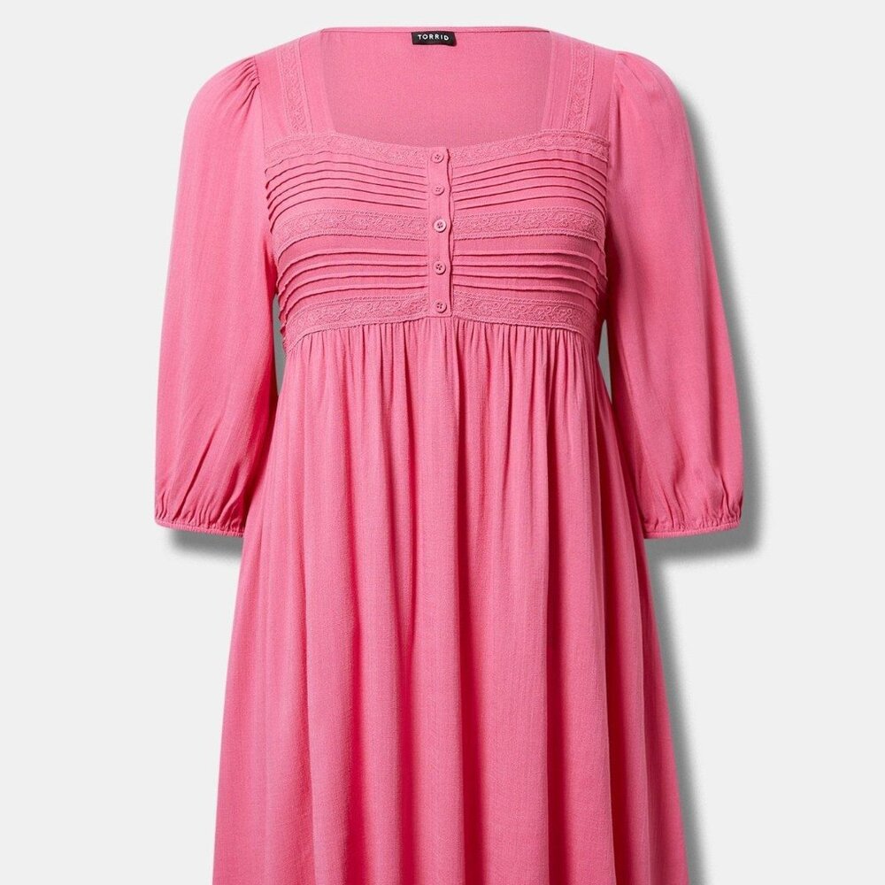 Mini Rayon Slub Pintuck Neck Skater Dress